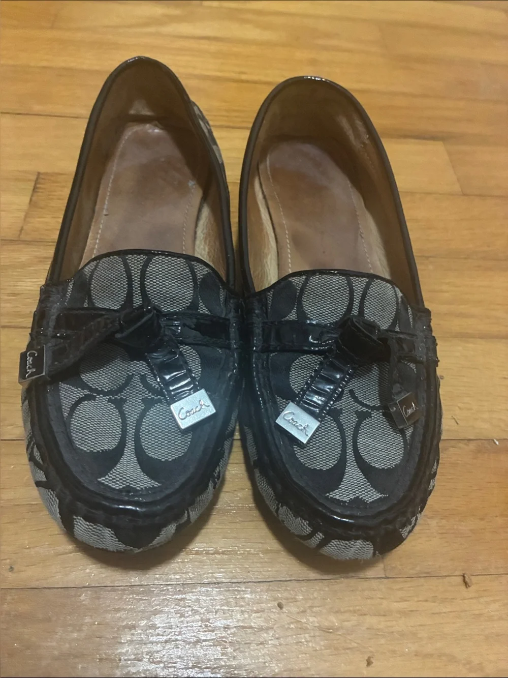 Coach Black and Gray Signature Canvas Loafers Authentic sz 7.5